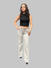 Low Waist Wide Leg Jeans „Meyer“ Hellgrau