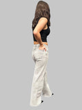 Low Waist Wide Leg Jeans Meyer Hellgrau Mara