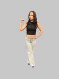 Low Waist Wide Leg Jeans Meyer Hellgrau Mara