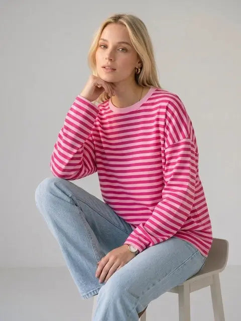 langarm Oversize gestreifte T‑Shirt Marie Mara