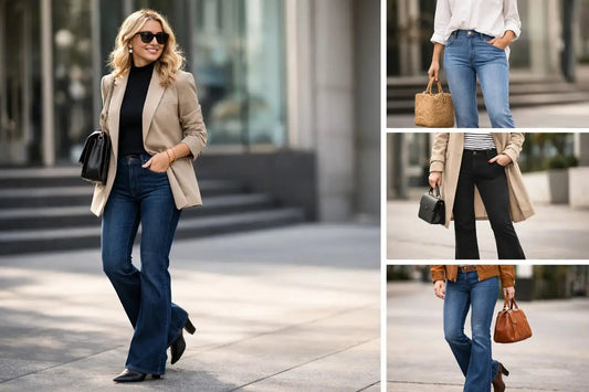 Schlagjeans modern kombinieren mit 7 Outfitideen