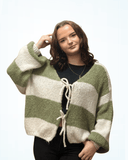 Lines Stripe Tie-Front Cardigan