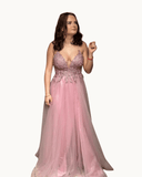 Elegantes rosa Maxikleid