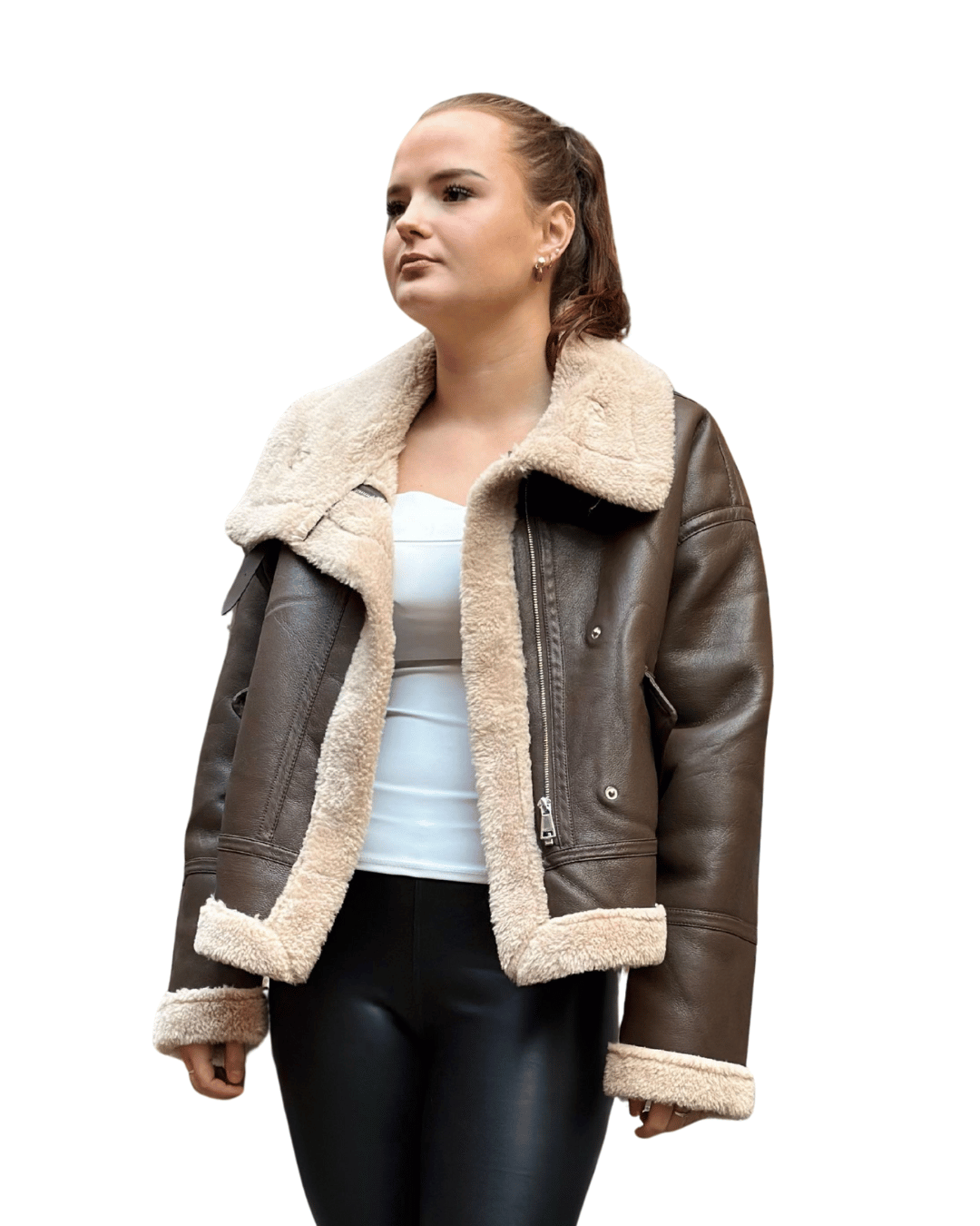 Faux Leather Shearling Jacket