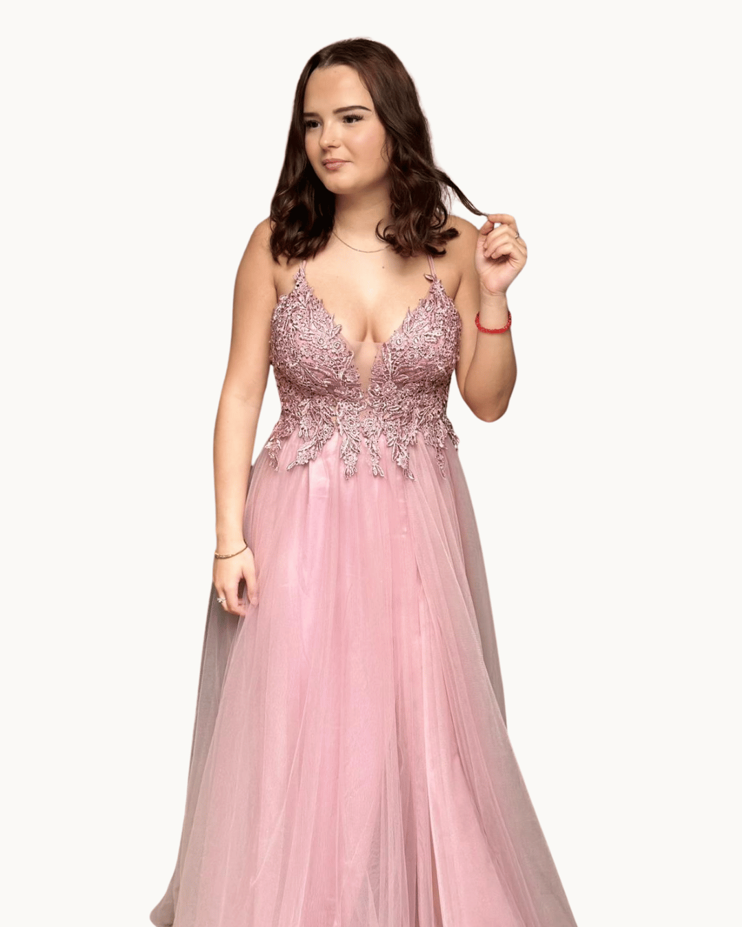 Elegantes rosa Maxikleid
