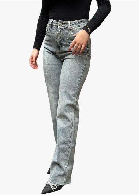 Glitzer Wide Legs Jeans “Kinga” – Glamour trifft Coolness