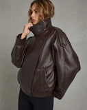 Dark brown imitation leather jacket Leoni - oversized power look with a modern structure - Mara