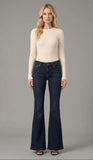 Low Waist Flared Jeans Cindy - Dark Blue Denim, Bodycon Fit & Elegant Flared Leg - Mara