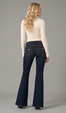 Low Waist Flared Jeans Cindy - Dark Blue Denim, Bodycon Fit & Elegant Flared Leg - Mara