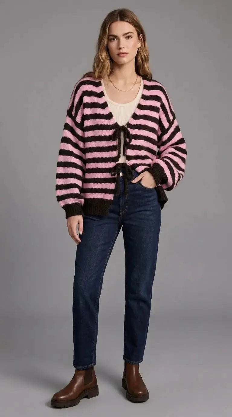 Cleo – Cozy Striped Knit Cardigan
A warm, modern essential for effortless everyday style. - Mara