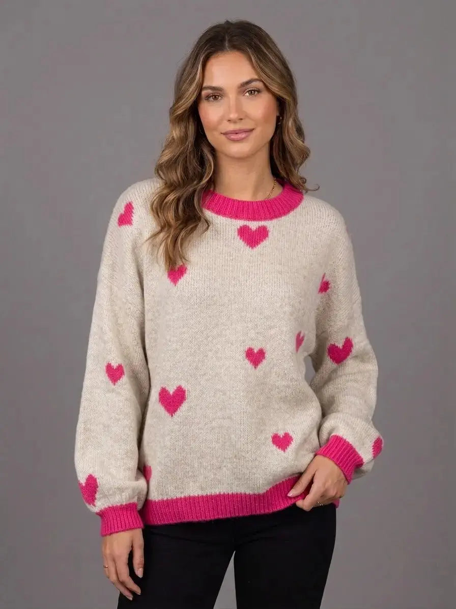 Martha Sweater – Premium Heart‑Pattern Women’s Knitwear in Multiple Colours