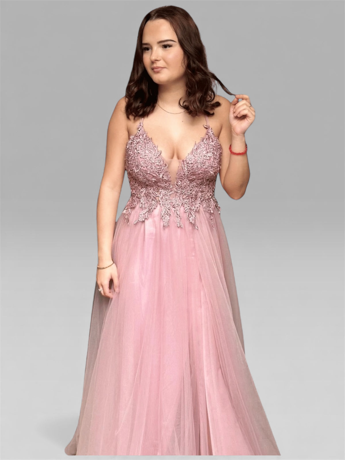 Elegantes rosa Maxikleid
