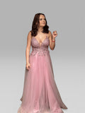 Elegantes rosa Maxikleid