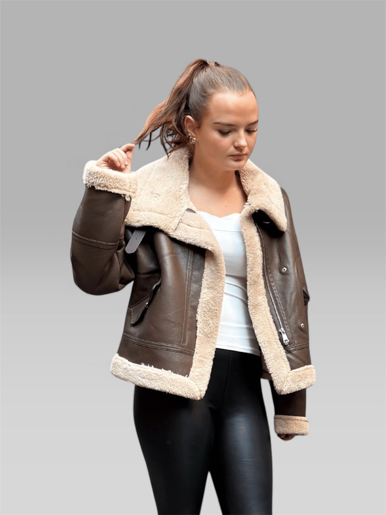 Lammfelljacke aus Kunstleder