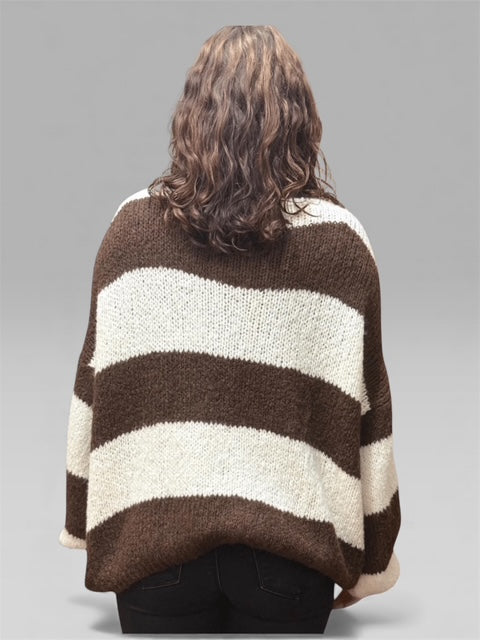 Gestreifter Cardigan mit Bindeband vorne