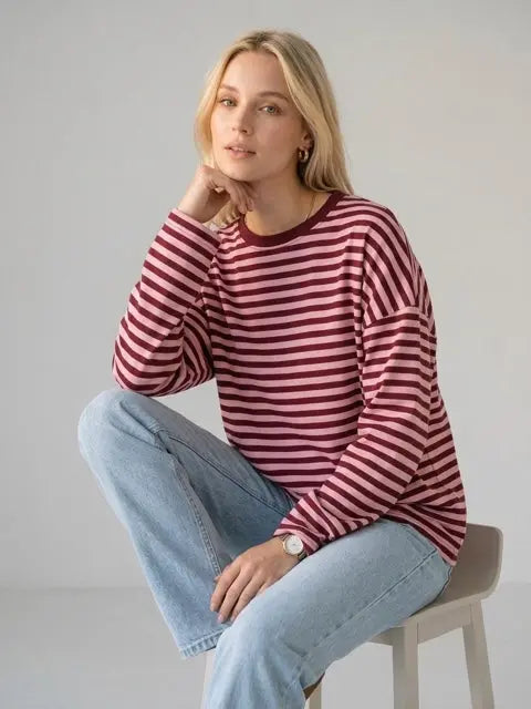 langarm Oversize gestreifte T‑Shirt Marie Mara